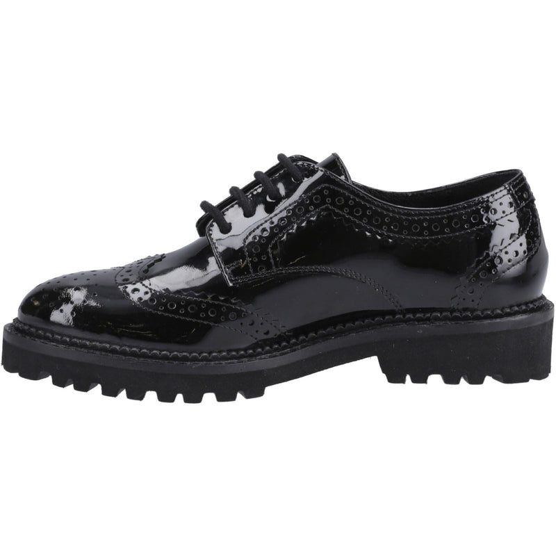 Hush Puppies Gabi Lace Up Patent Leather Junior Black Brogues