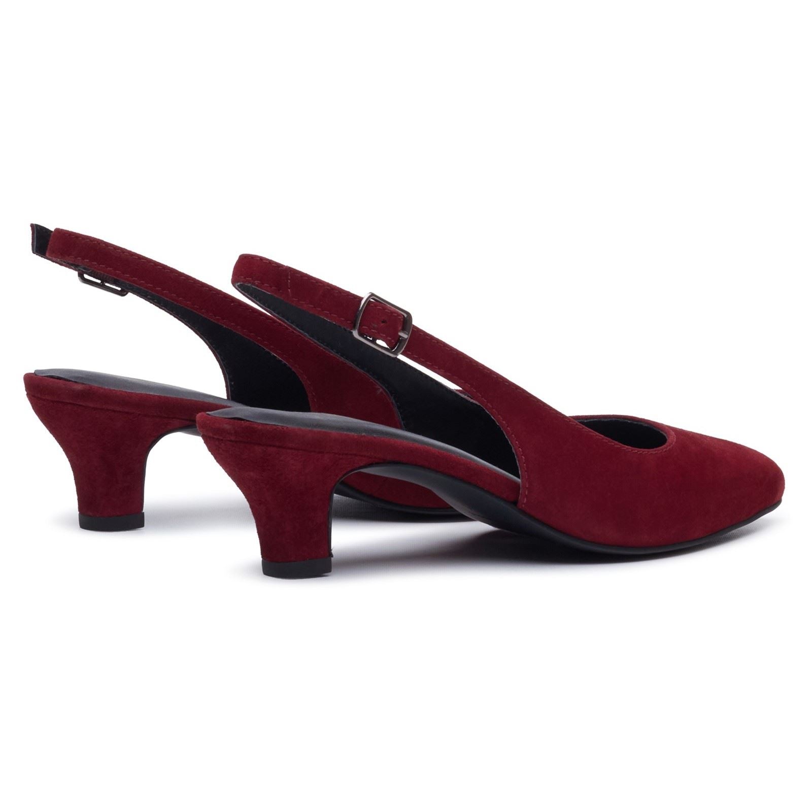 Hush Puppies Nahla Buckle Kitten Heel Women's Bordeaux Pointy Slingback Shoes