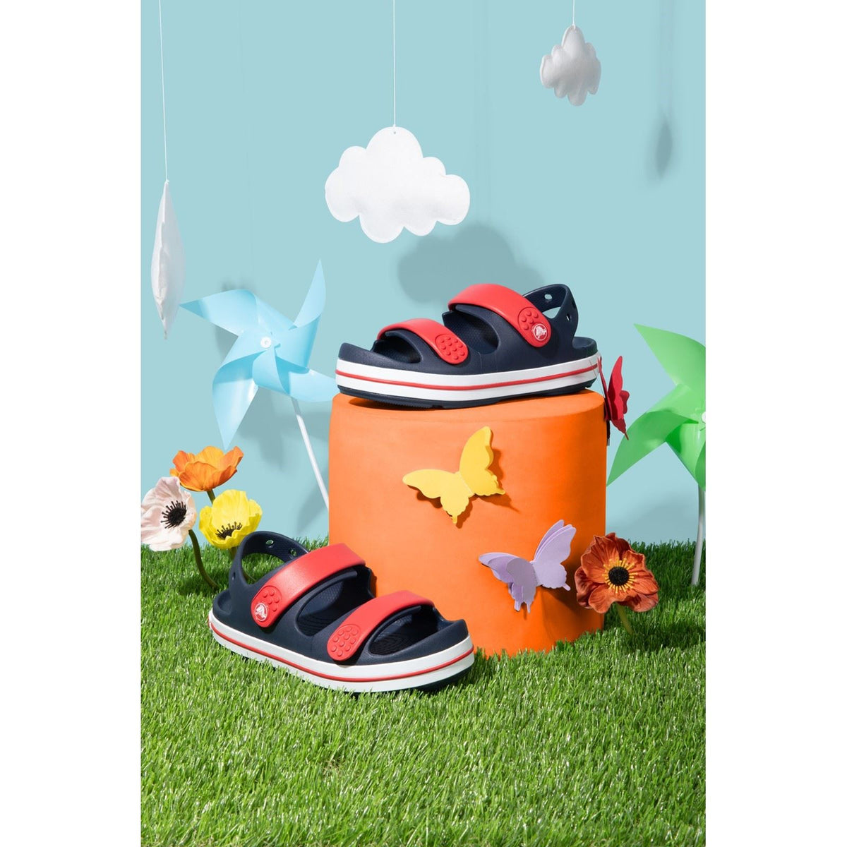 Crocs Kids  Crocband Play Synthetic Navy/Varsity Red Sandals