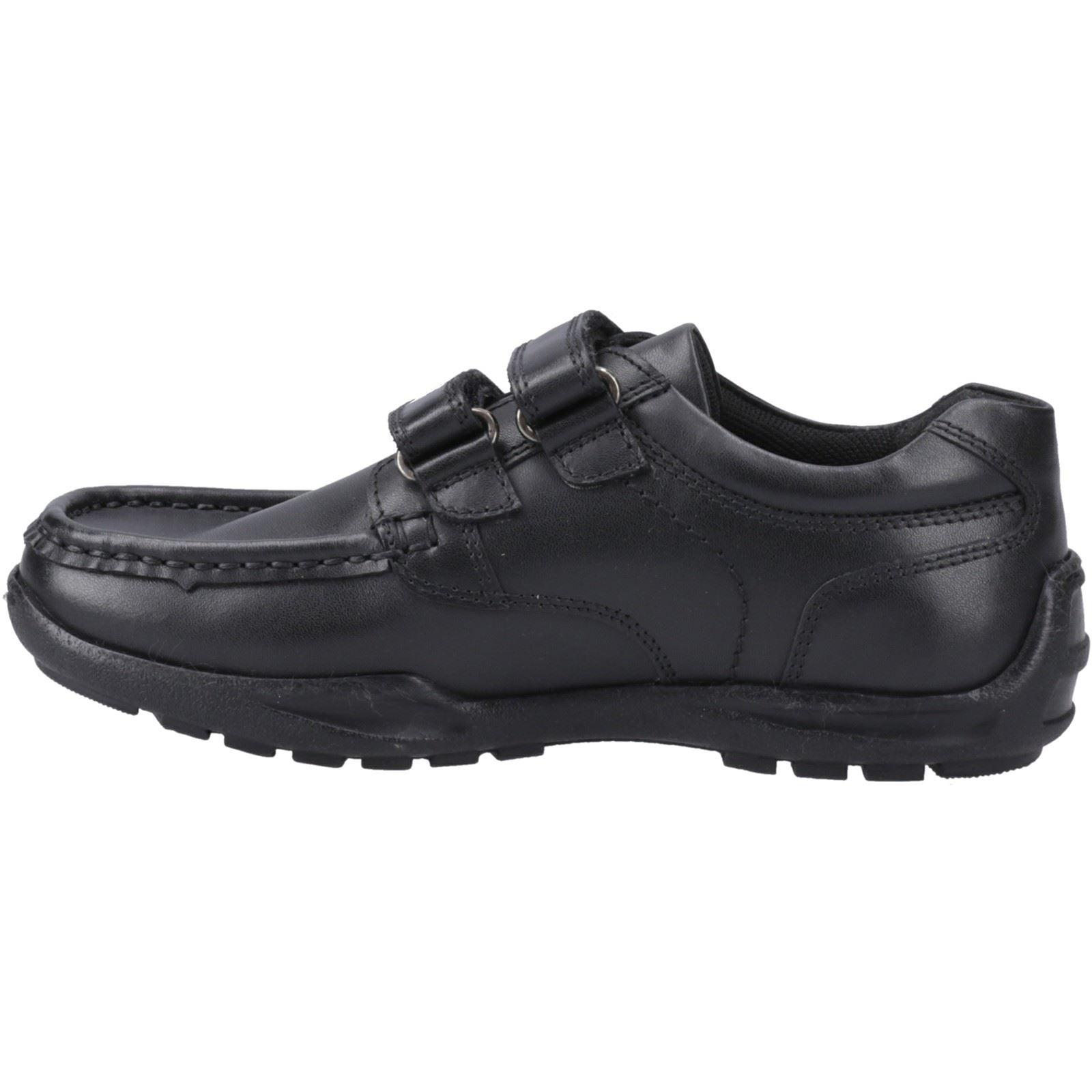 Hush Puppies Maddox Touch Fastening Leather Youth Boy's Black Shoes