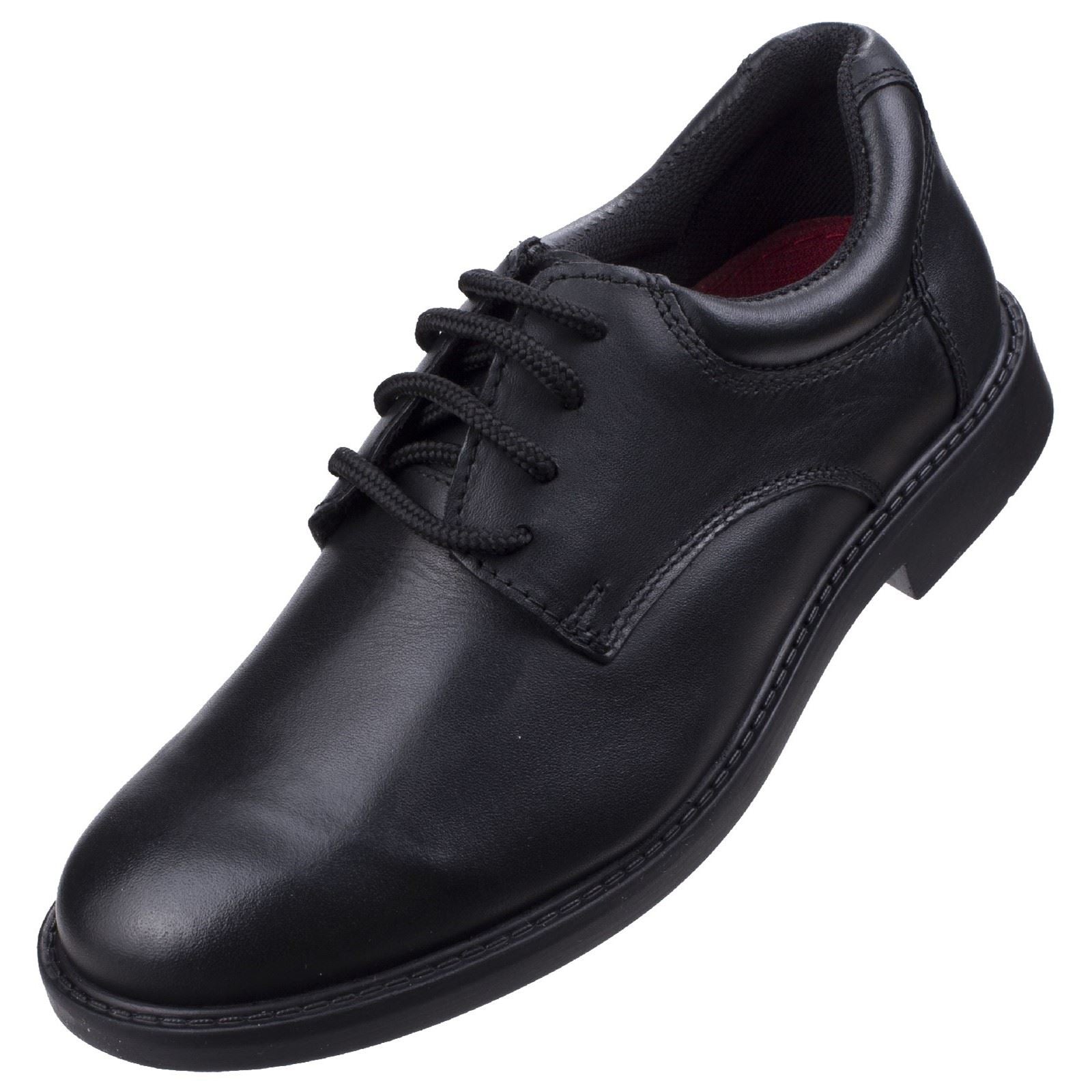 Hush Puppies Tim Youth Boy's Black Leather Shoes