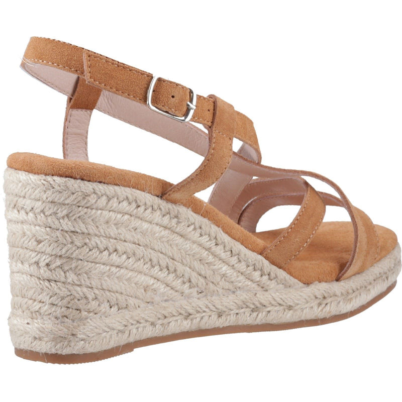 Hush Puppies Jenny Espadrille Wedge Suede Women's Tan Wedges