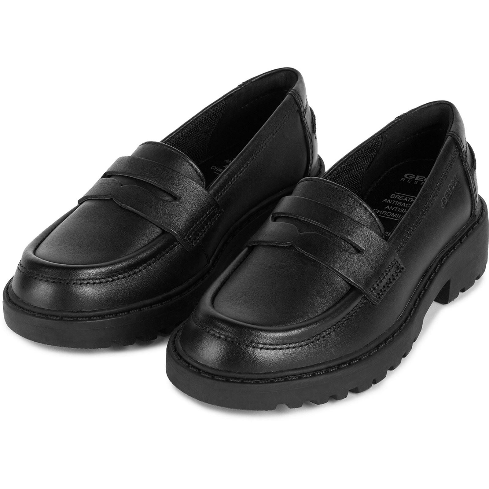 Geox J Casey G. C Leather Girl's Black Loafers