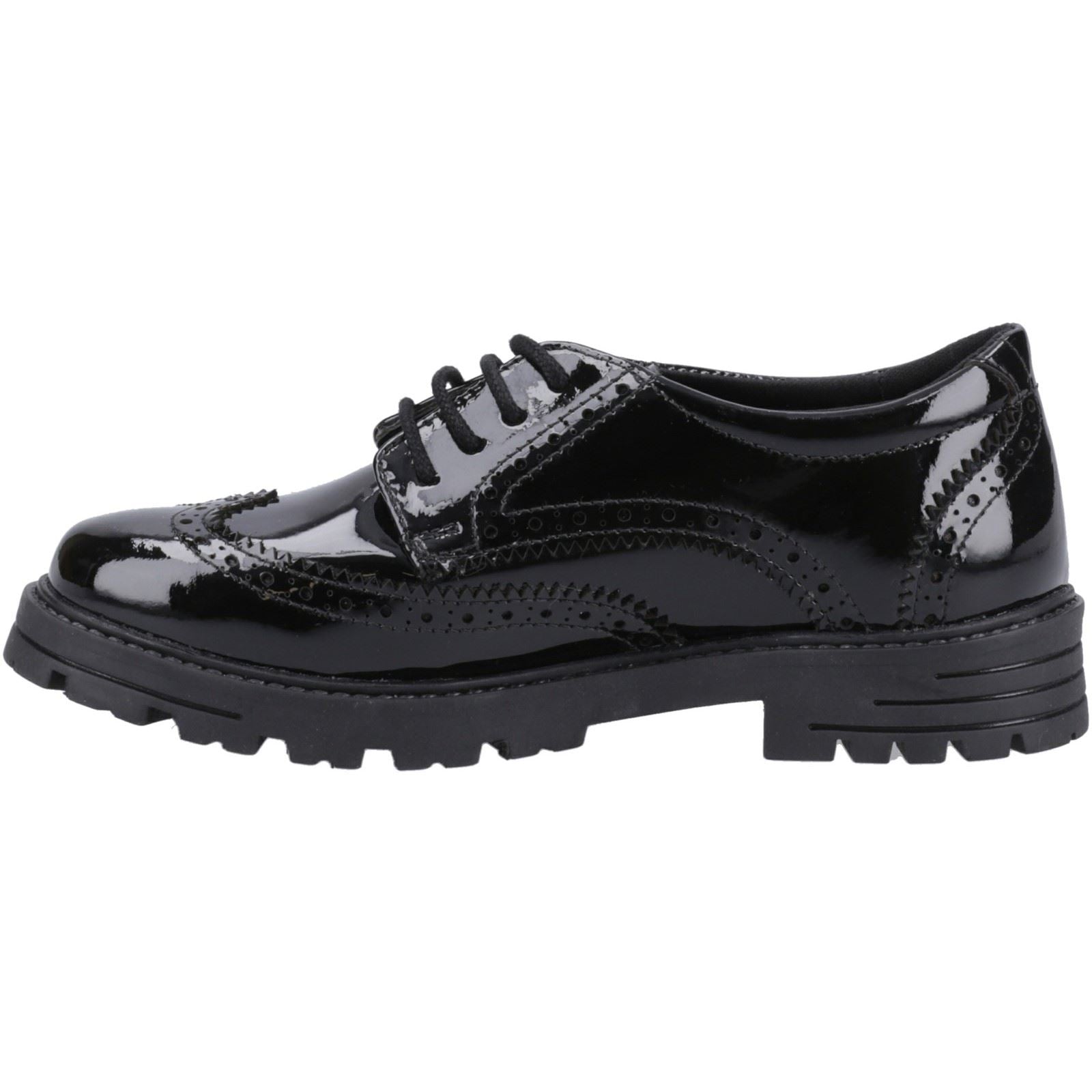 Hush Puppies Maxine Patent Leather Youth Girl's Black Brogues