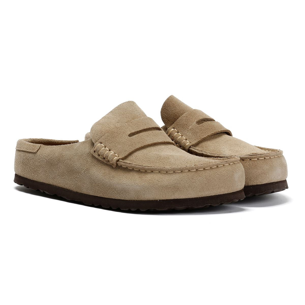Birkenstock Naples Suede Taupe Regular Clogs