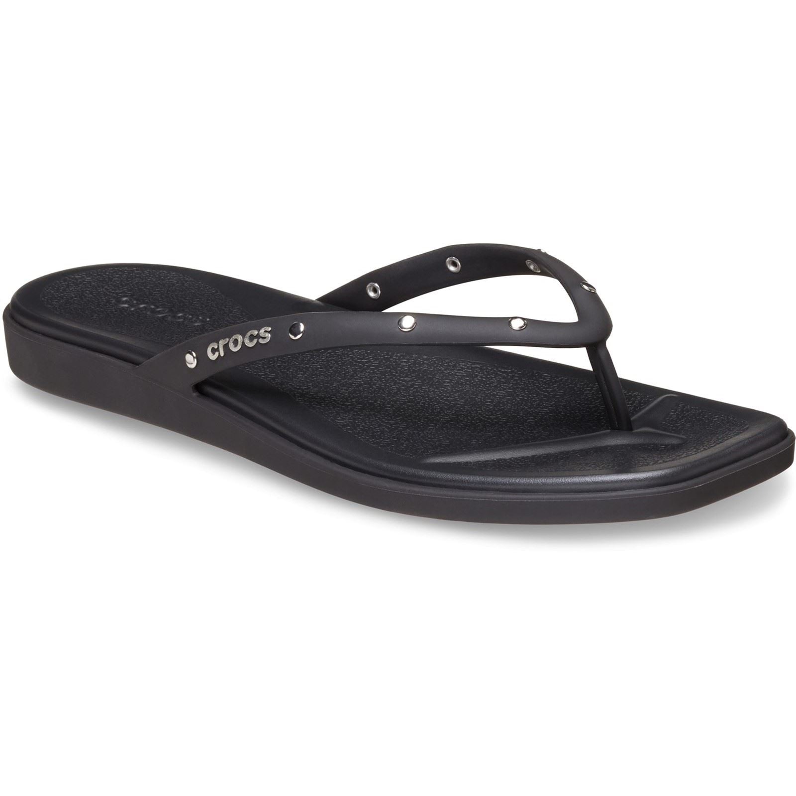 Crocs Miami Studded Flip Thermoplastic Women's Black Flip Flops