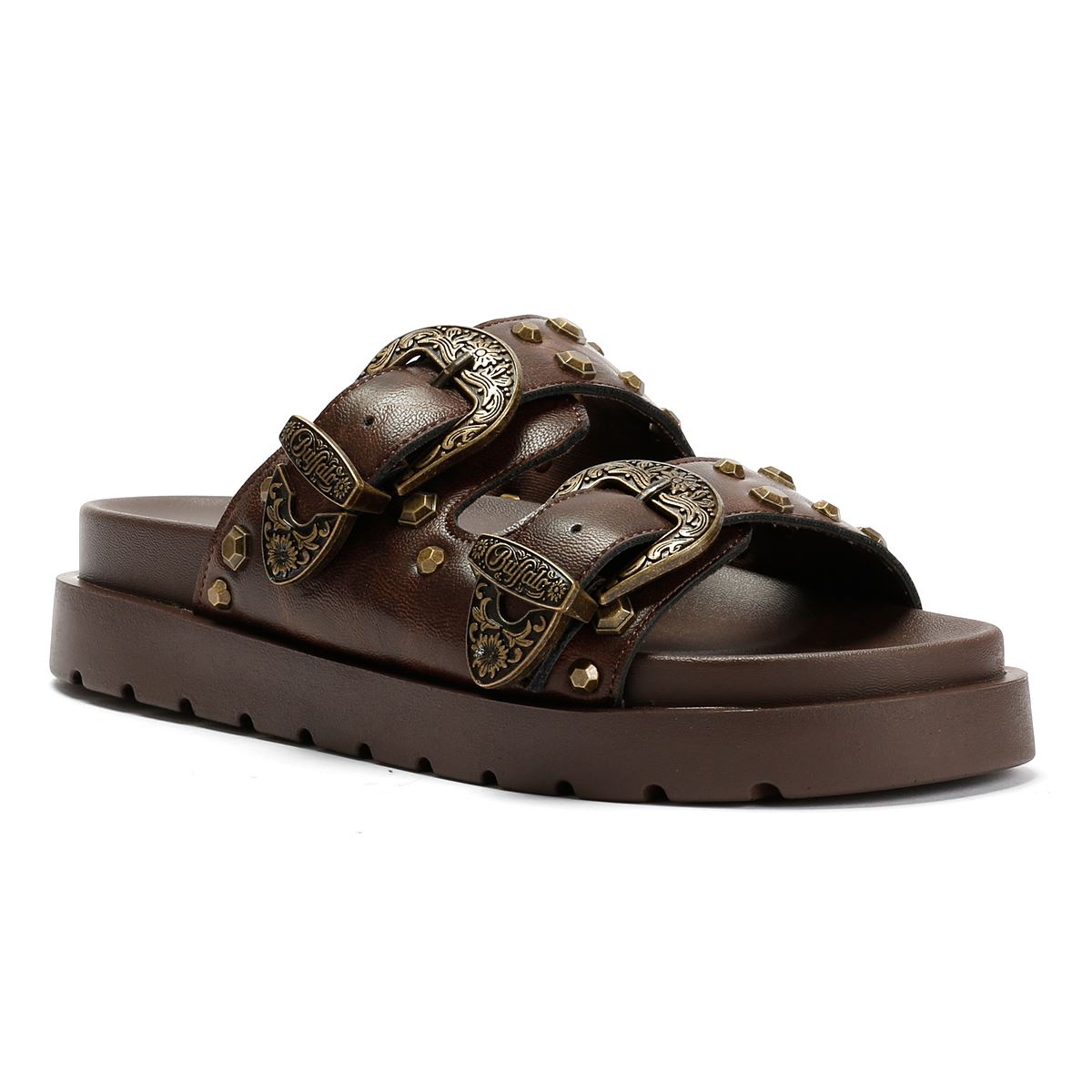 Buffalo Raya Ari West Leather Women's Brown Sandals