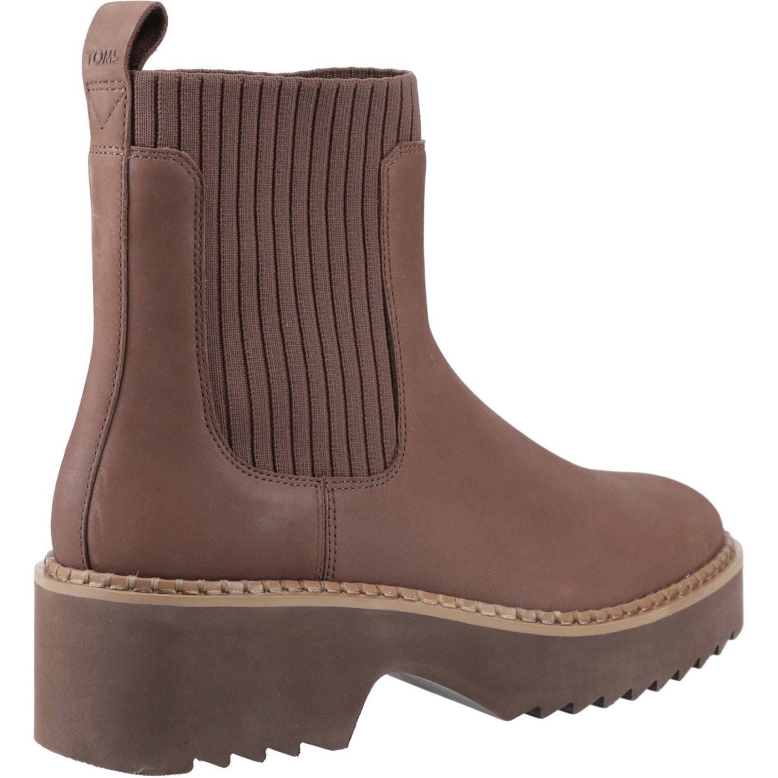 TOMS Millie Leather Women's Oak Brown Heeled Ankle Boots