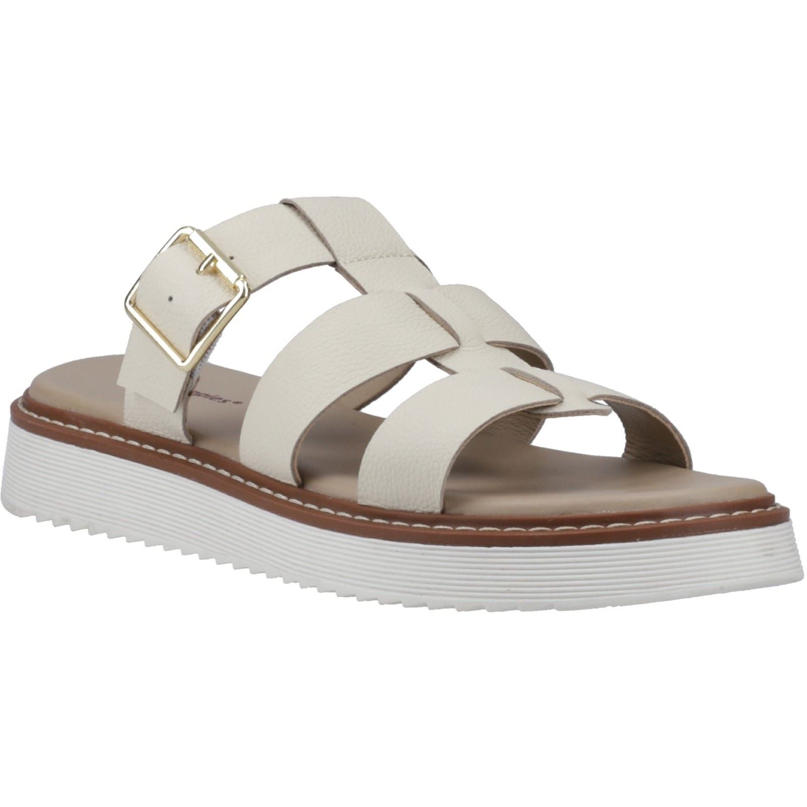 Hush Puppies Celeste Slide Leather Women's Cream Sandals