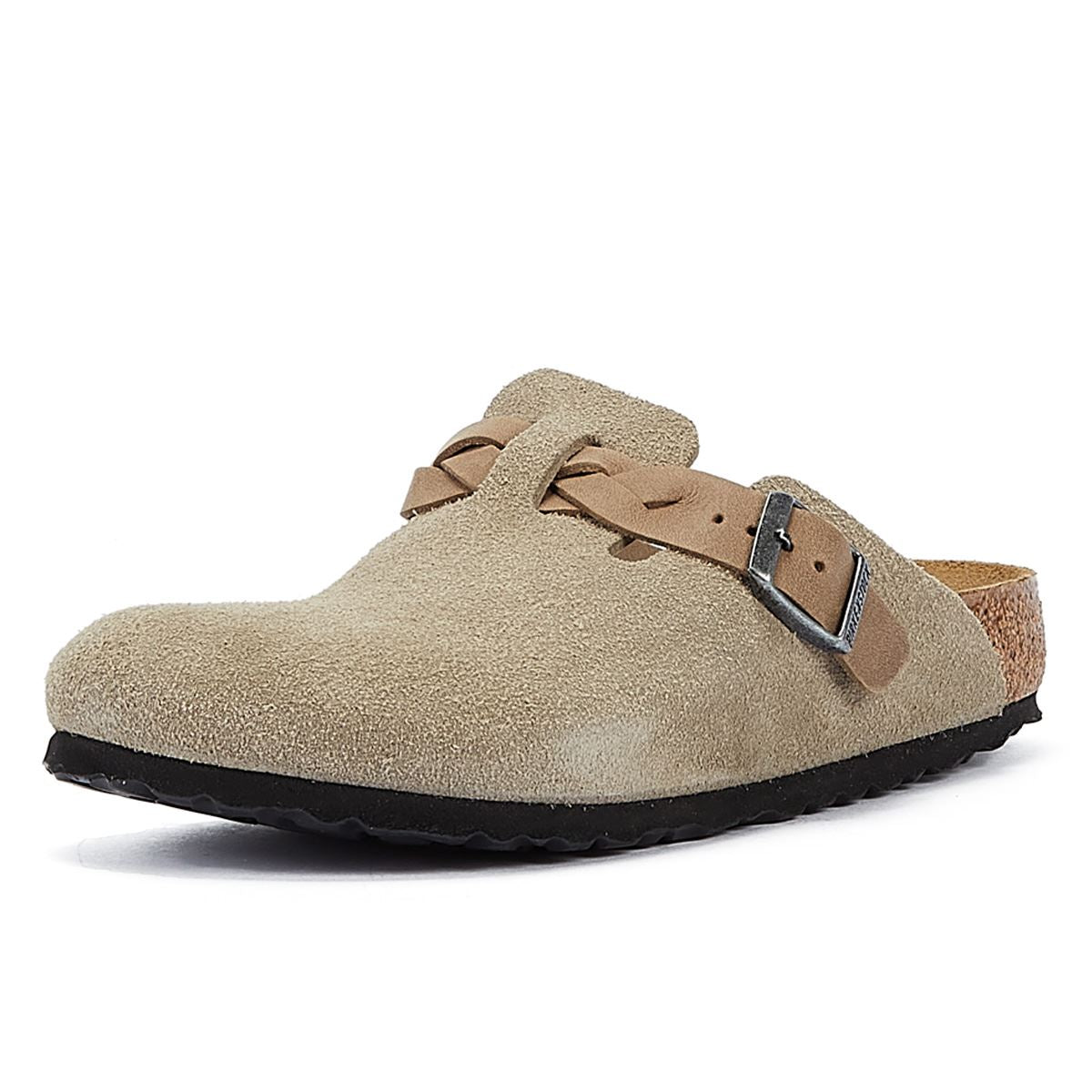 Birkenstock Boston Braided Taupe Suede Regular Clogs
