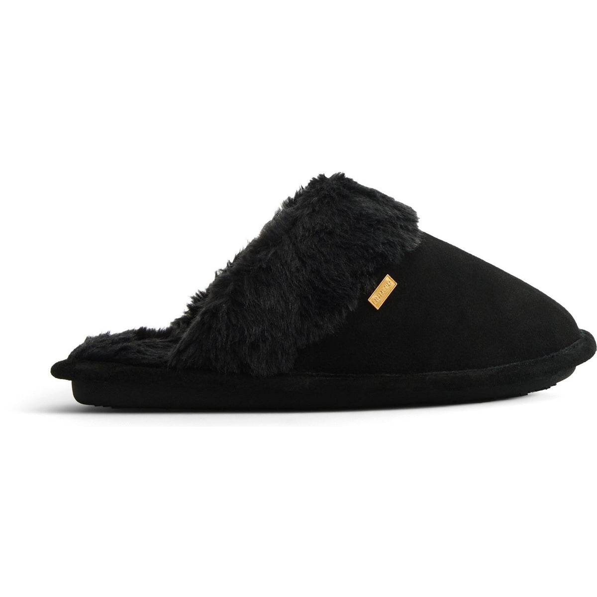 Hunter Mule Suede Women's Black Slippers
