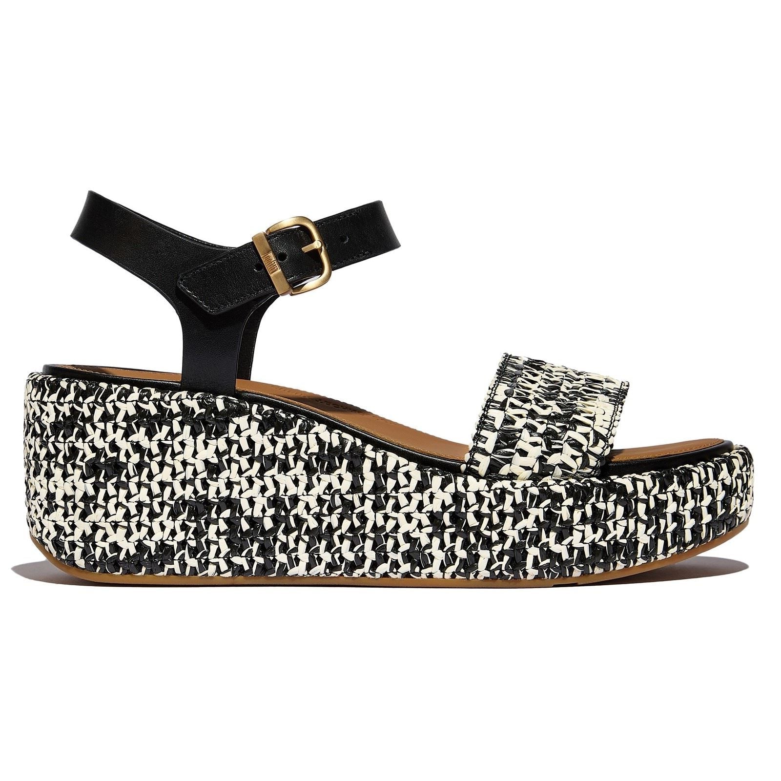 Fitflop Platfforms Wedge Faux Suede Women's Black/Ivory Sandals