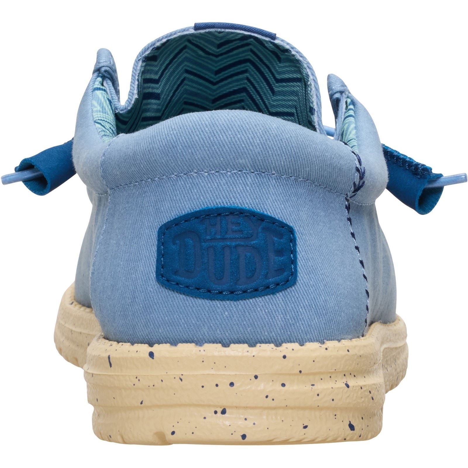 HEYDUDE Wally Stretch Canvas Textile Men's Faded Denim/Boulder Tan Loafers