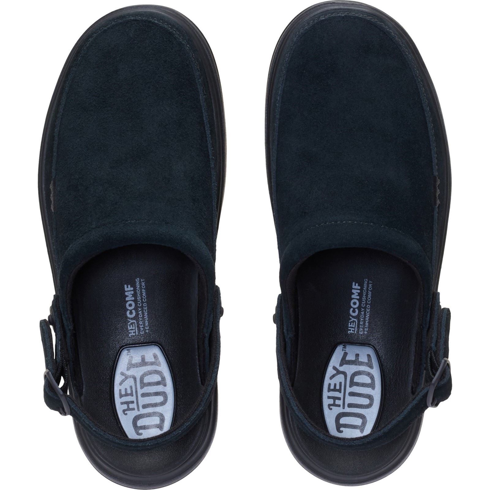 HEYDUDE Austin Lift Suede Women's Black/Black Clogs