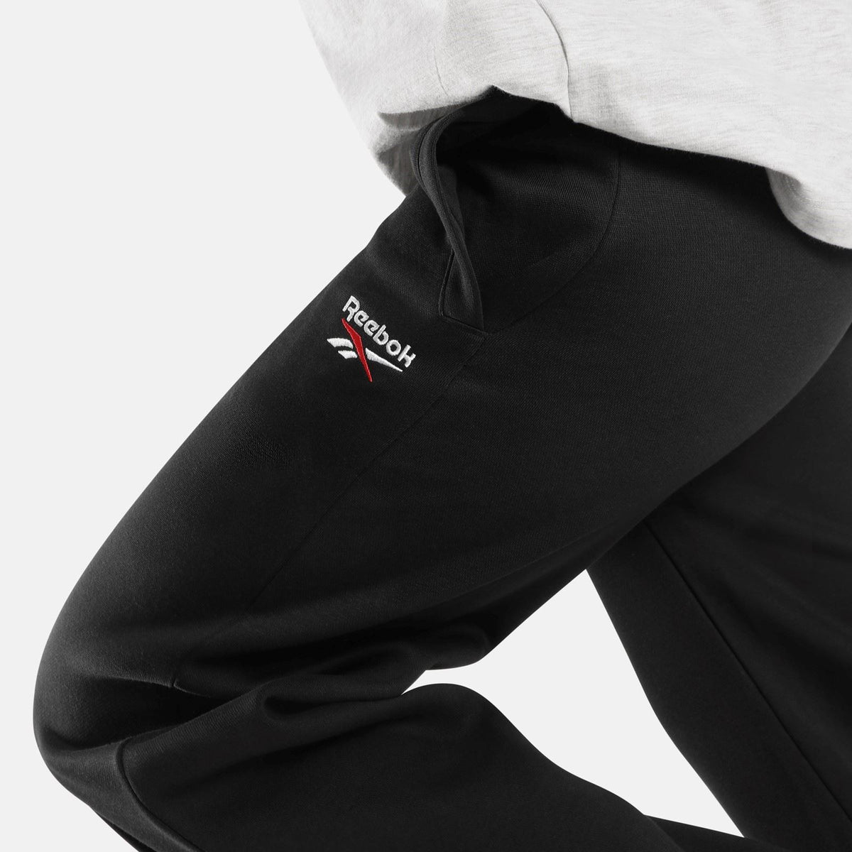Reebok ID 2-Col Logo Wide Leg Pants Cotton Women's Black Sweatpants