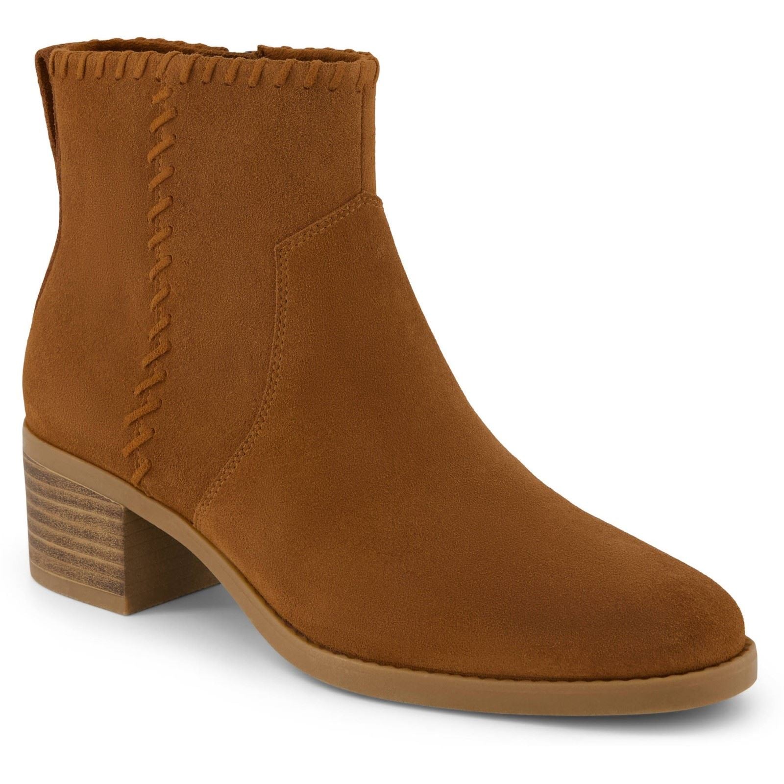 TOMS Delilah Heeled Suede Women's Tan Heeled Ankle Boots