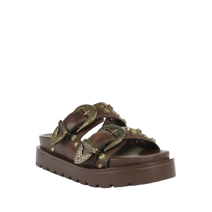 Buffalo Raya Ari West Leather Women's Brown Sandals