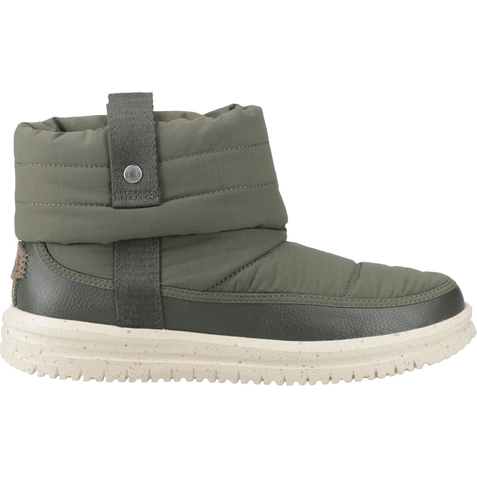 HEYDUDE Camden Cuff Nylon Quilt Nylon Women's Dark Olive Winter Ankle Boots