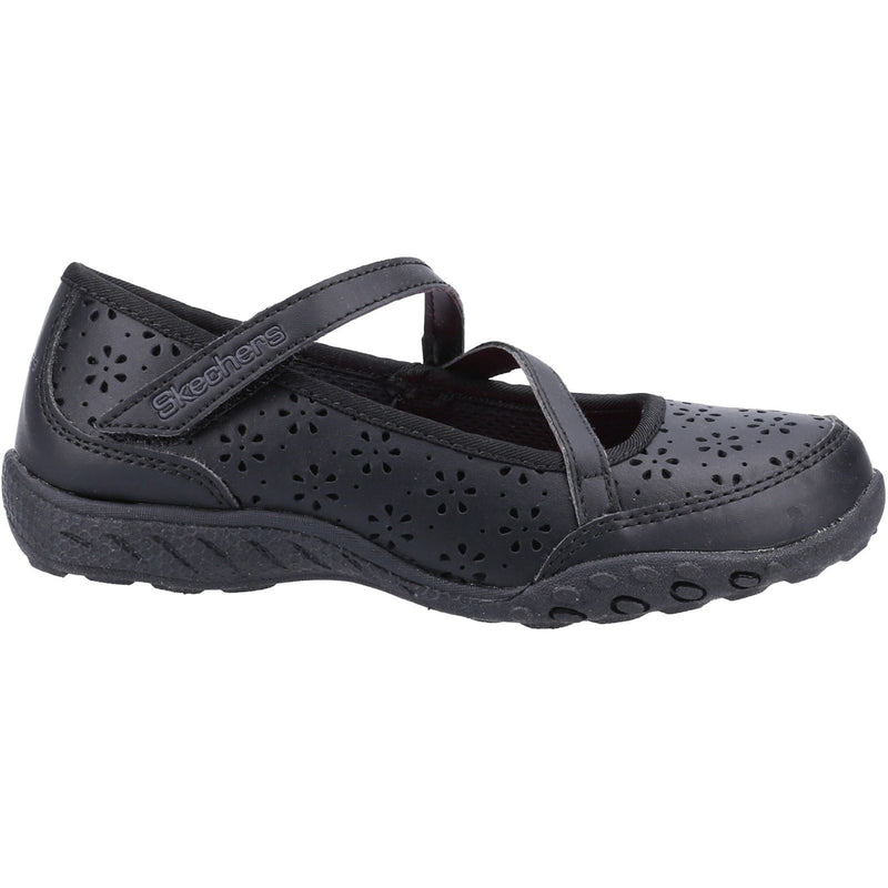 Skechers Breathe-Easy Playground Poppies Leather Junior Black Shoes