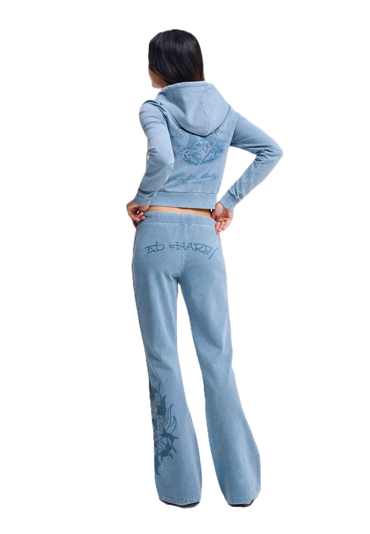 Ed Hardy Cross and Thorn Flared Women's Blue Joggers
