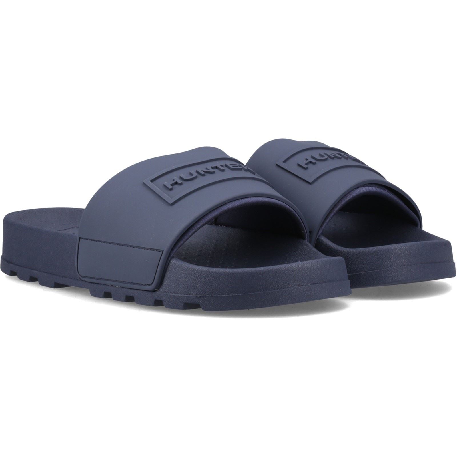Hunter Core Embossed Slider Synthetic Hunter Navy Slides