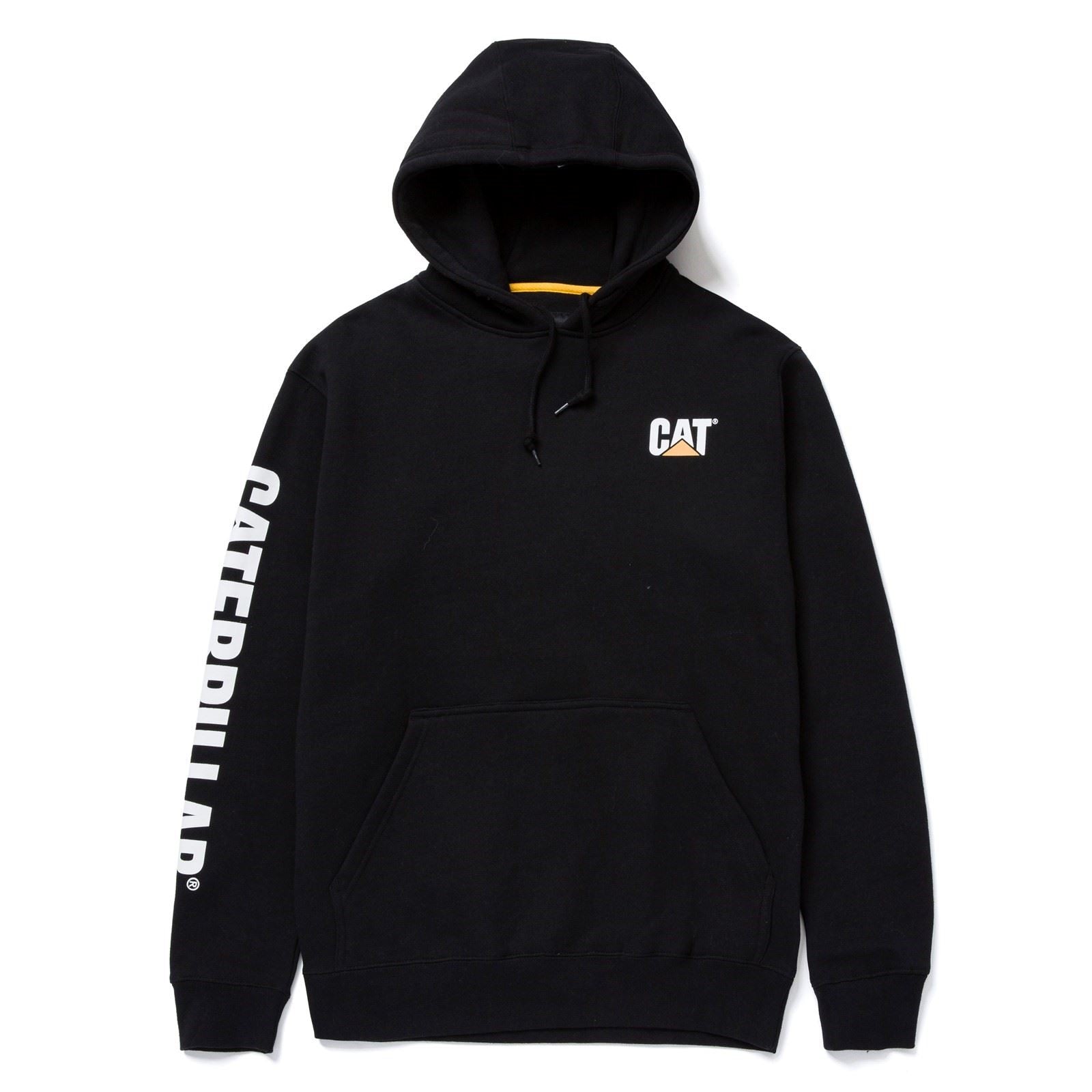 Caterpillar Trademark Banner Cotton Men's Black Hooded Sweatshirt
