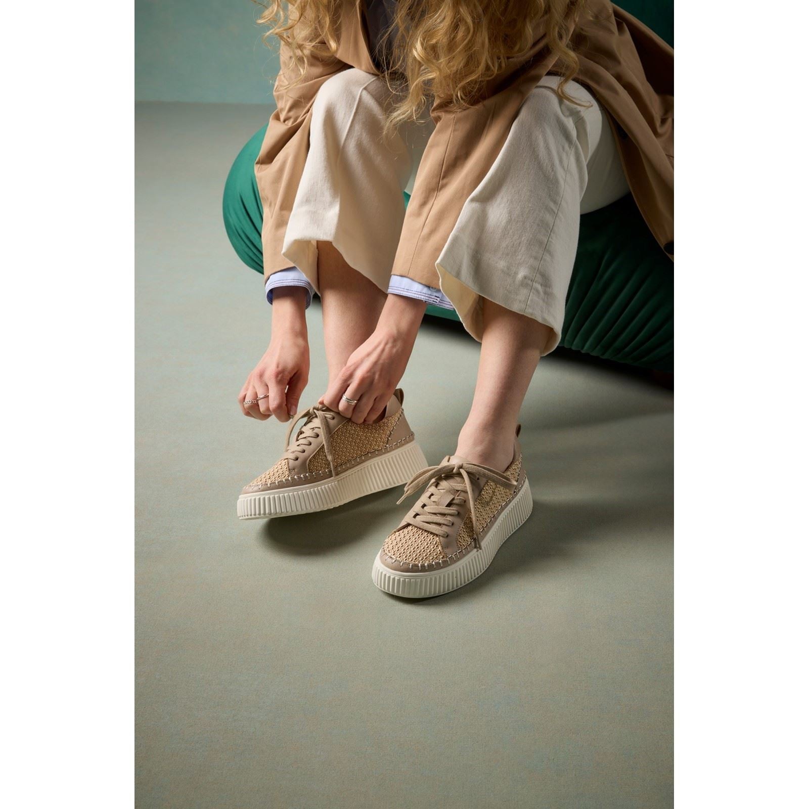 Hush Puppies Haisley Woven Textile Women's Taupe Standard Trainers