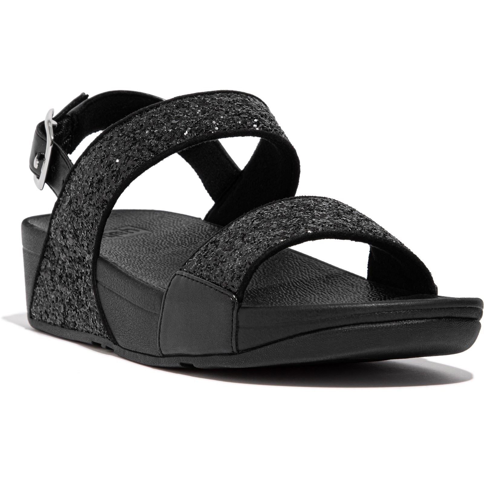 Fitflop Lulu Glitter Polyurethane Women's Black Glitter Sandals
