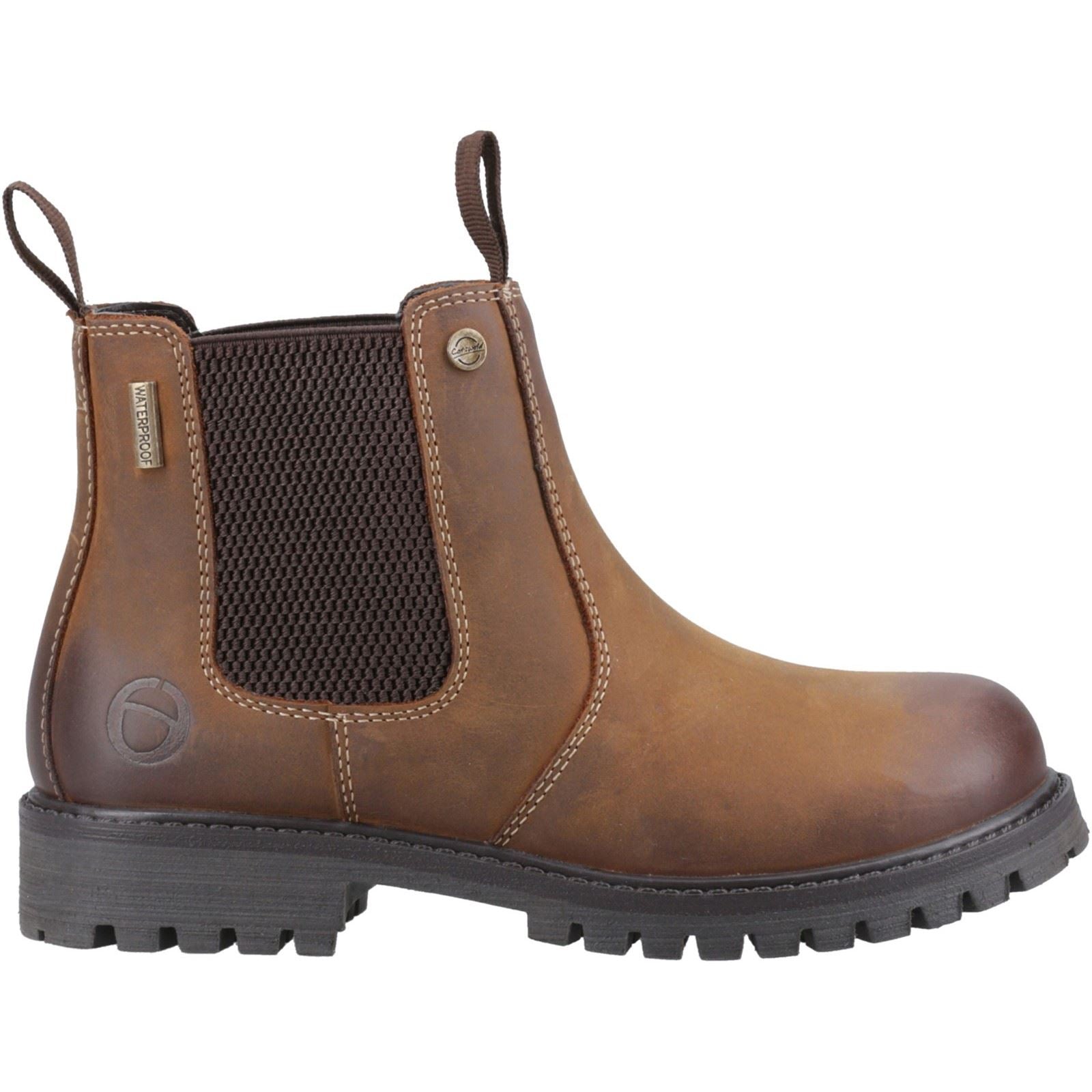 Cotswold Aston Leather Boy's Tan Flat Chelsea Boots