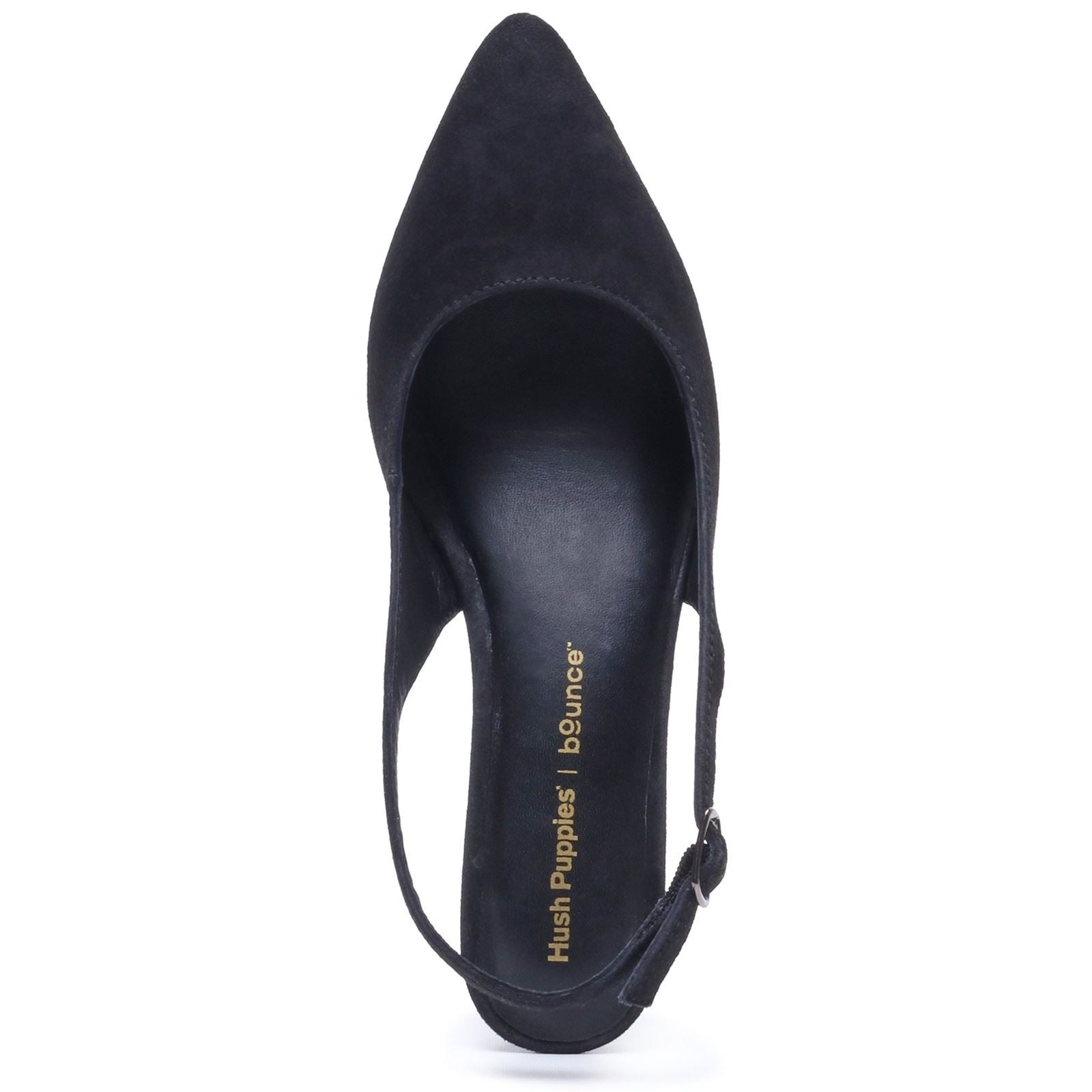 Hush Puppies Nahla Buckle Kitten Heel Women's Black Pointy Slingback Shoes