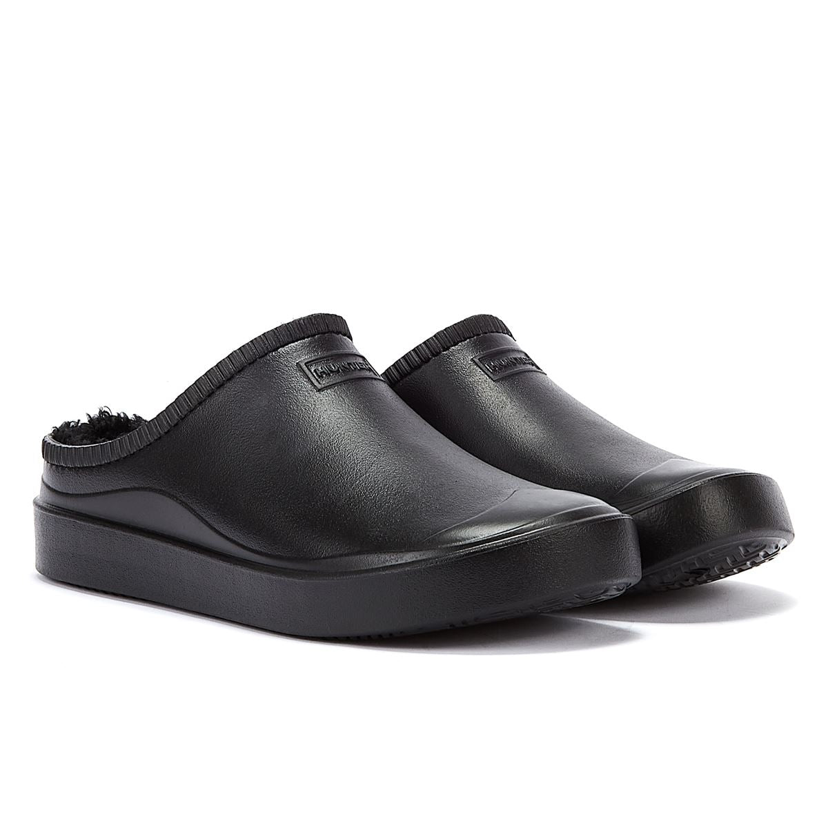 Hunter Bloom Lined Mule Black Clogs