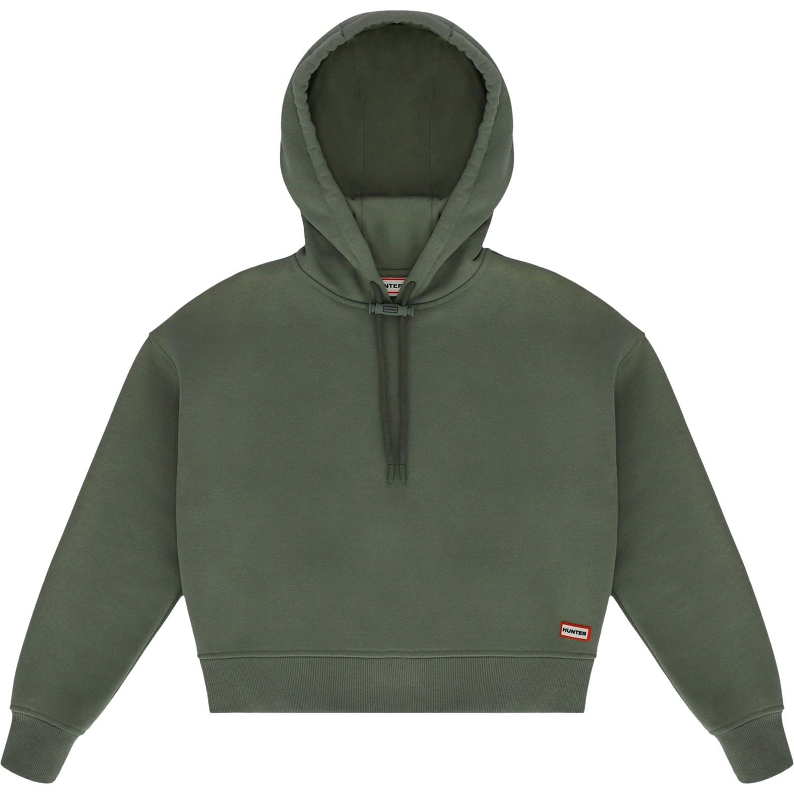 Hunter Liza Cropped Cotton Women's Green Hooded Sweatshirt