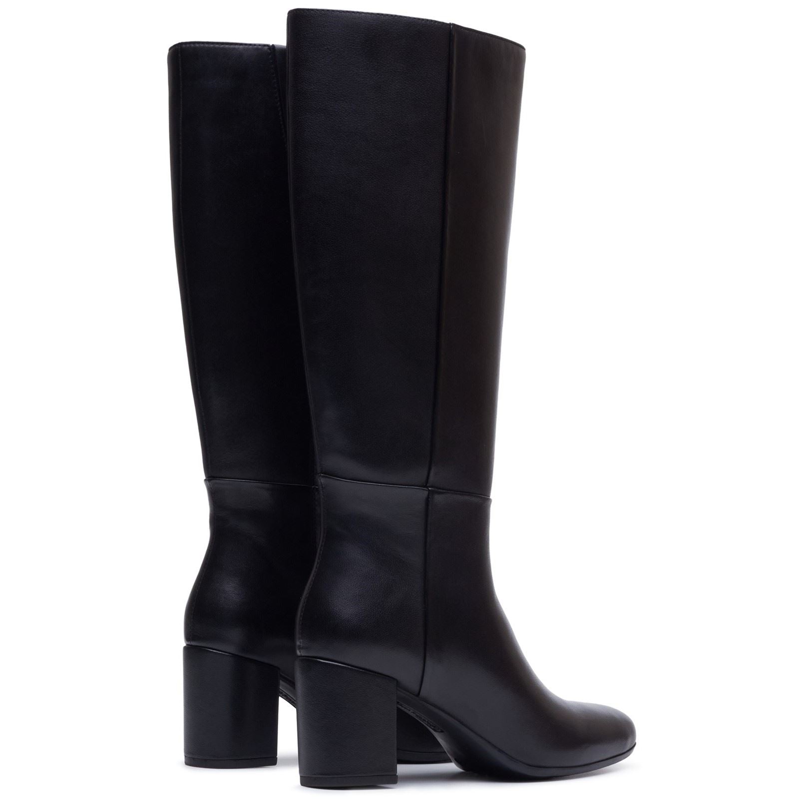 Hush Puppies Oprah Long Leather Women's Black Heeled Knee High Boots