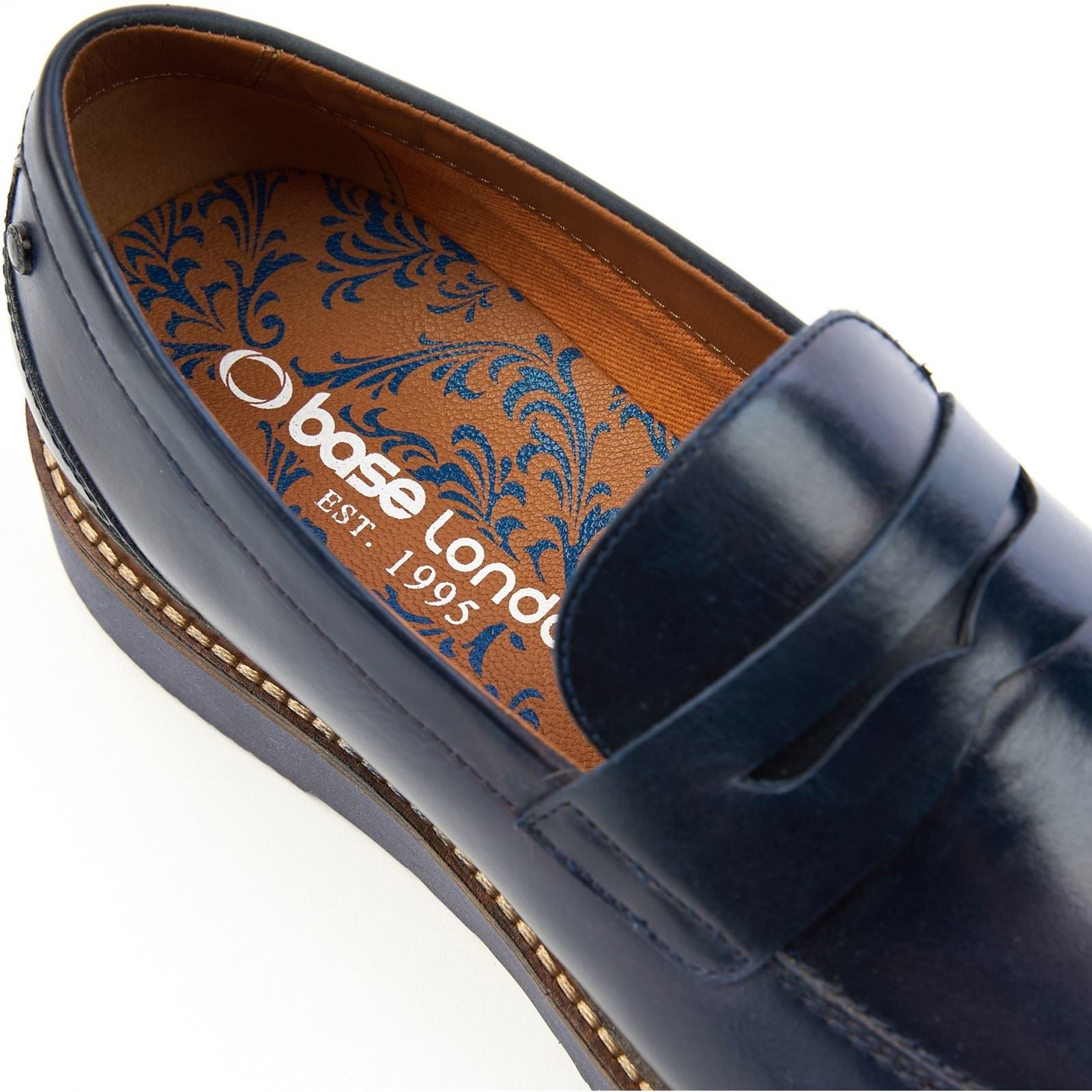 Base London Sid Leather Men's Navy Loafers