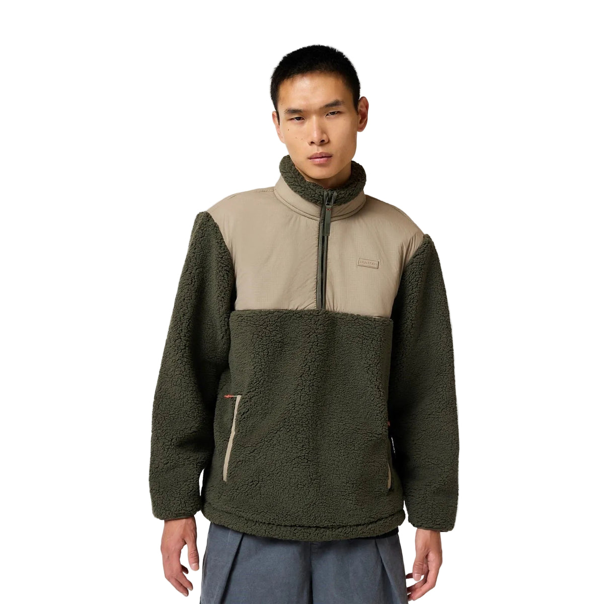 Hunter Elements 1/4 Zip Borg Fleece Polyester Men's Green Fleece Pullover