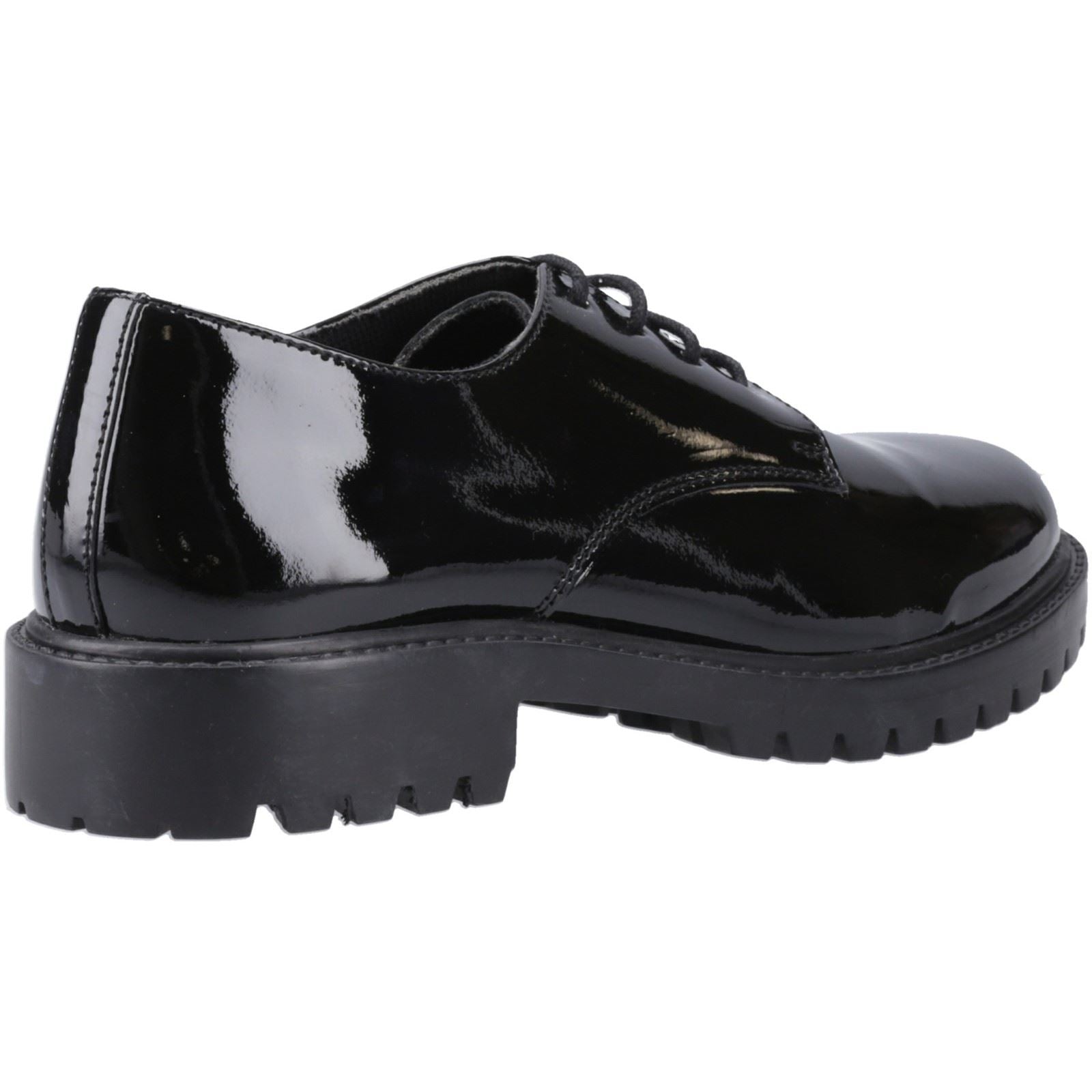 Hush Puppies Aubrey Leather Junior Girl's Black Derby Shoes