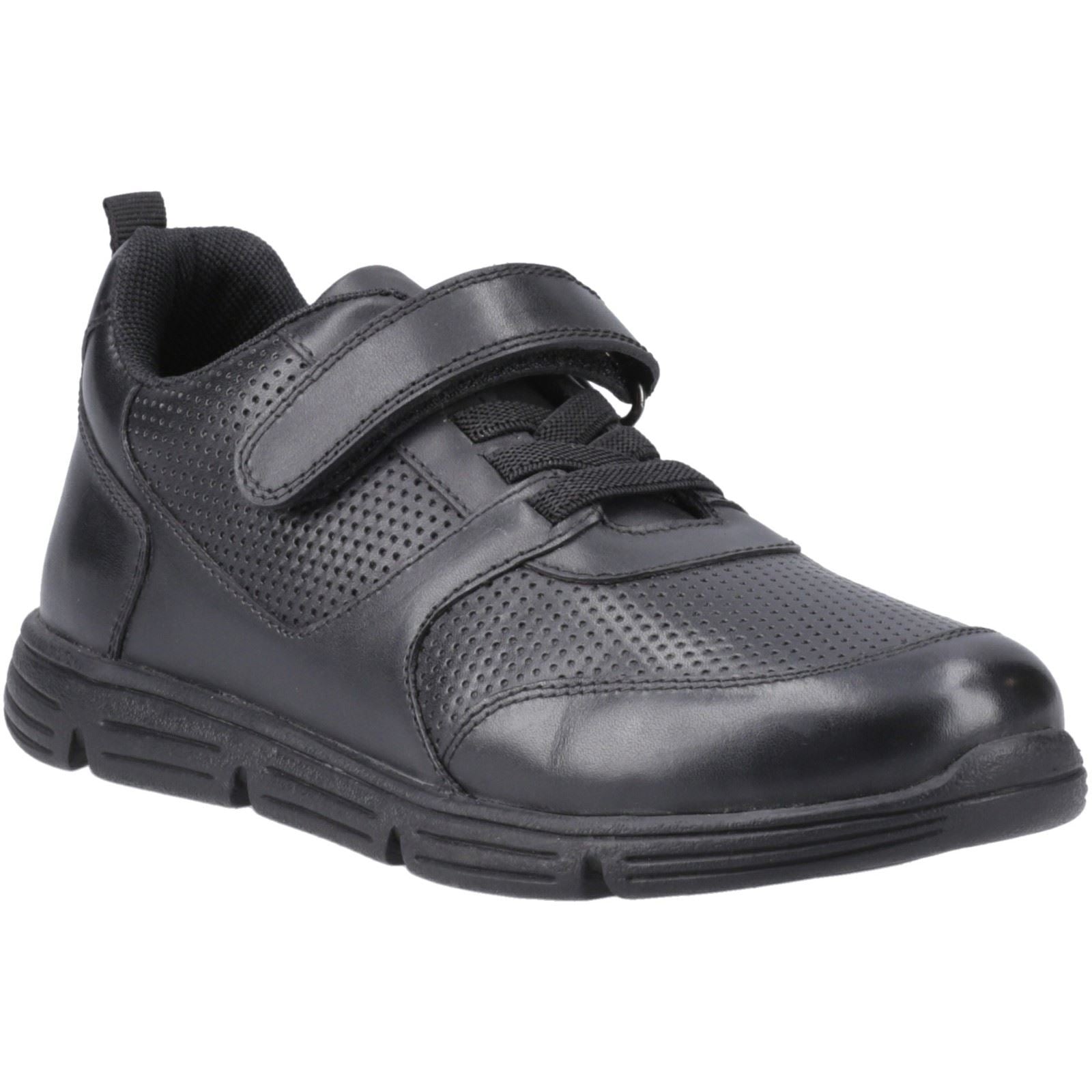 Hush Puppies Alfie Bungee Leather Youth Black Shoes