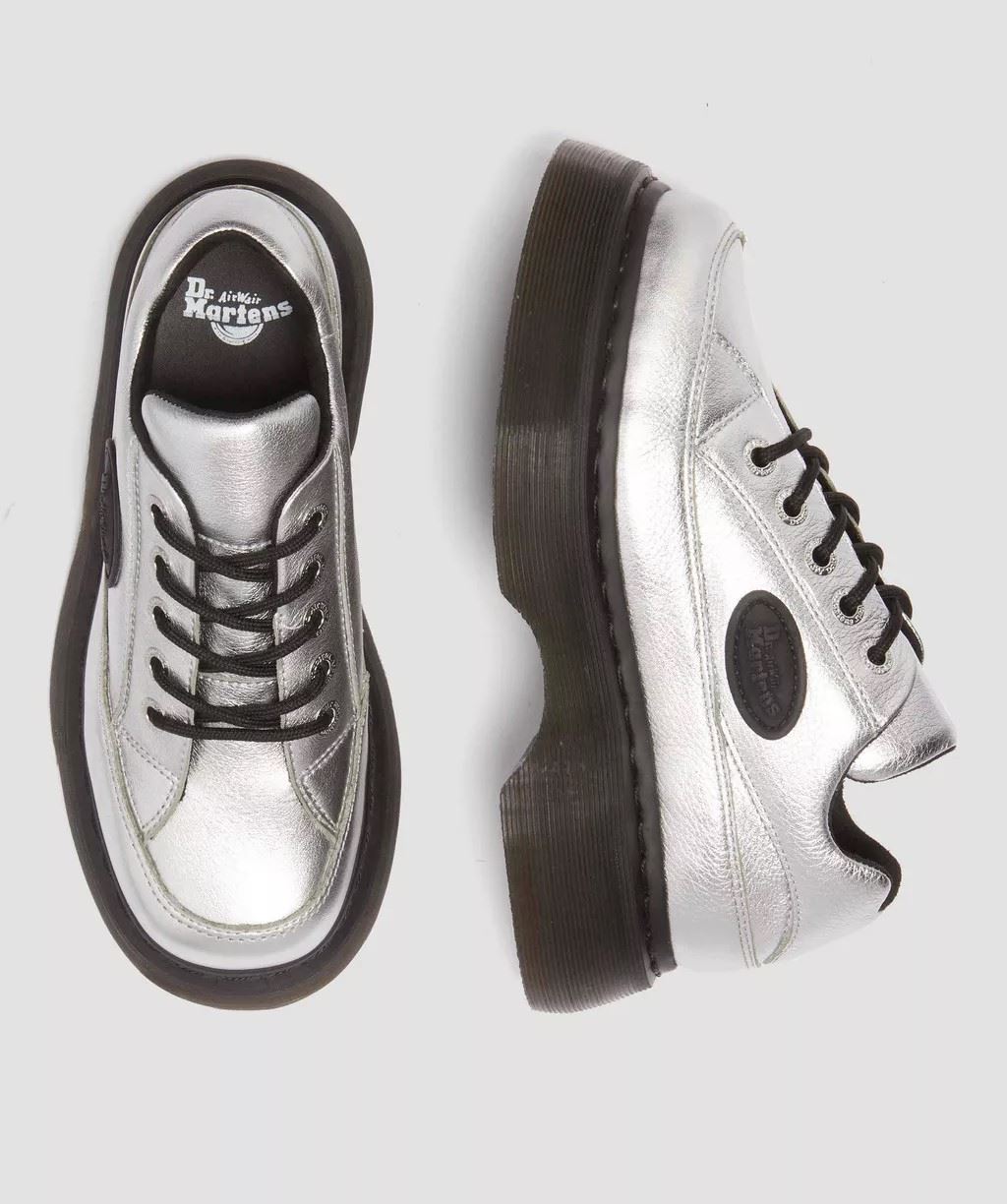 Dr. Martens Buzz 5I Tumbled Leather Women's Metallic Silver Shoes