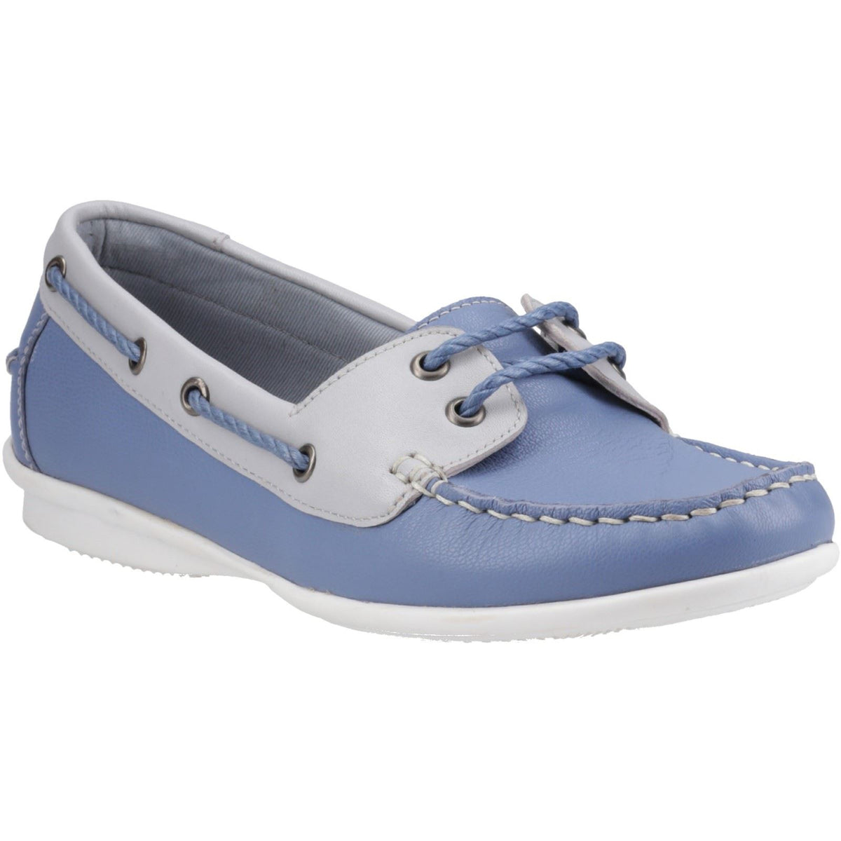 Hush Puppies Irene Leather Women's Blue Boat Shoes