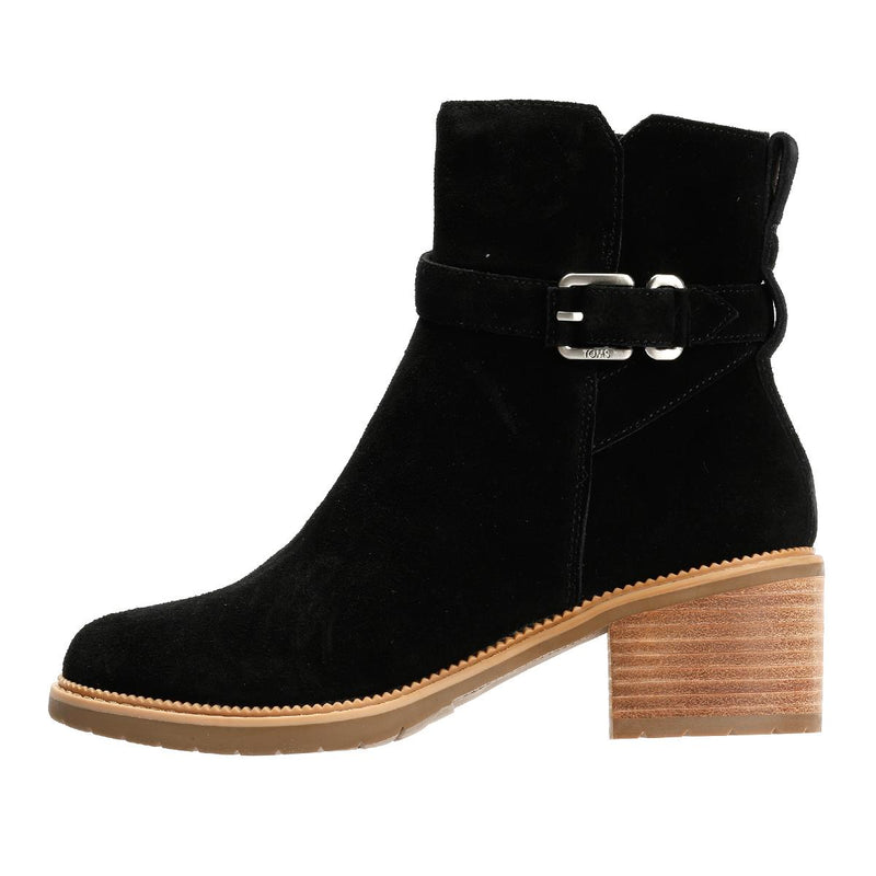 TOMS Hailey Buckle Suede Women's Black Boots