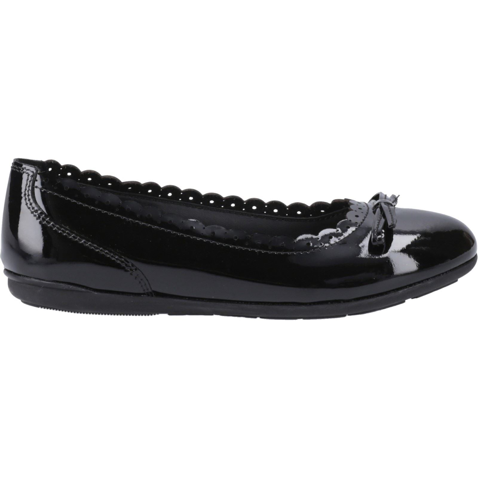 Hush Puppies Lillie Ballerina Patent Leather Junior Black Ballet Flats
