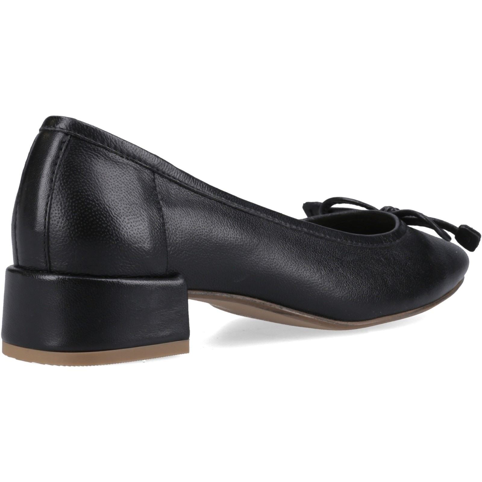 Hush Puppies Silvia Low Heel Leather Women's Black Round Court Shoes