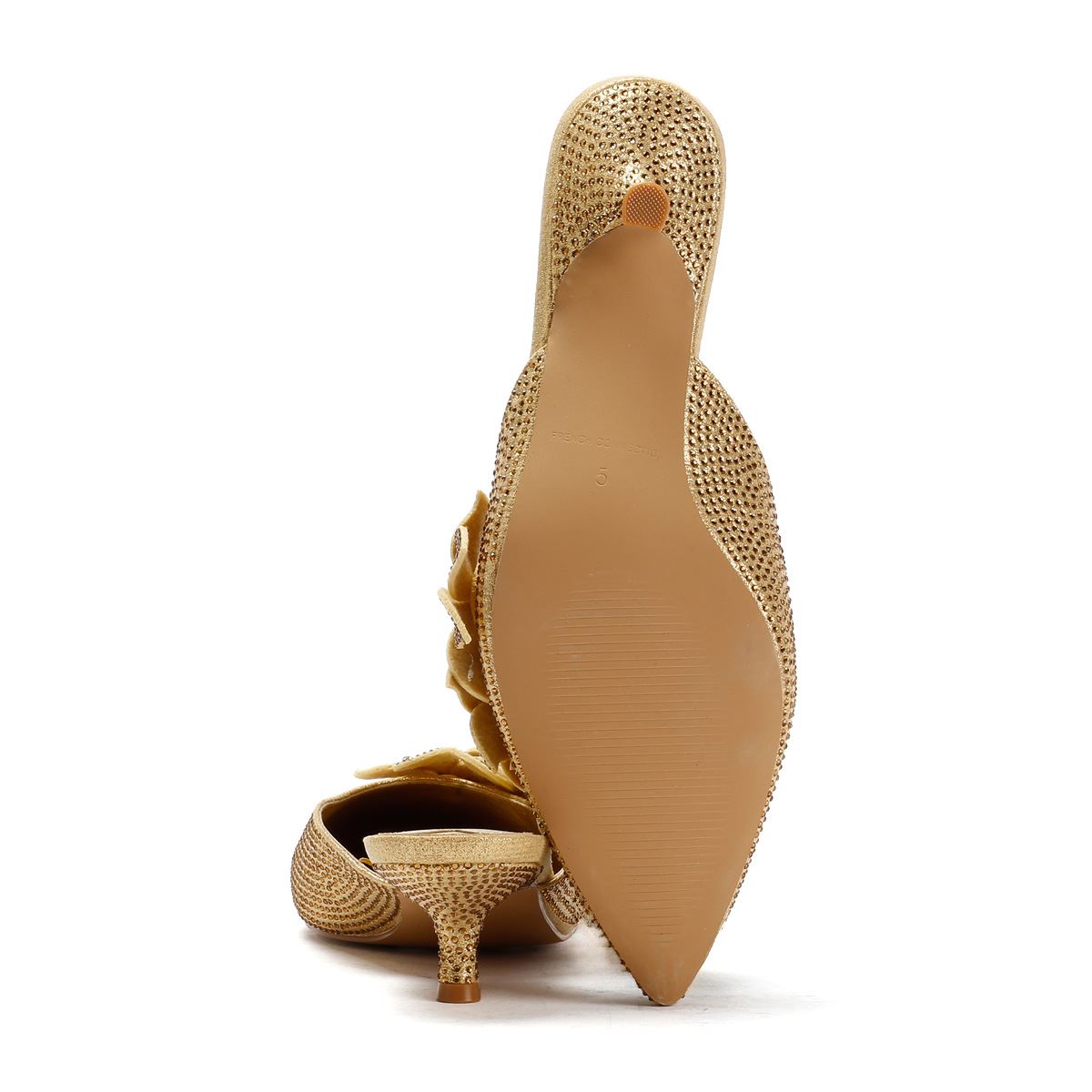 French Connection Victoria Velvet Kitten Heel Women's Gold Mules