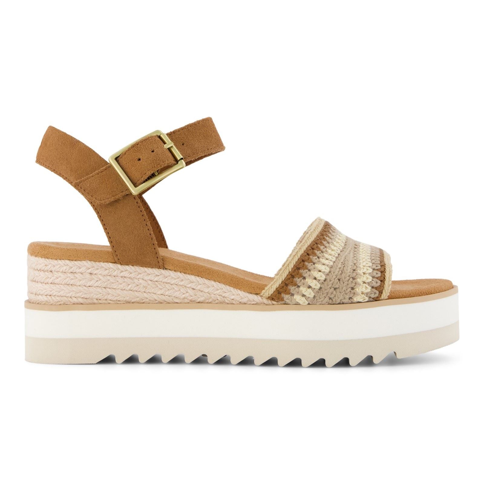TOMS Diana Wedge Leather Women's Dark Beige Sandals