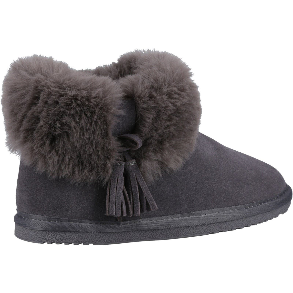 Hush Puppies Ayana Suede And Faux Fur Women's Grey Slippers
