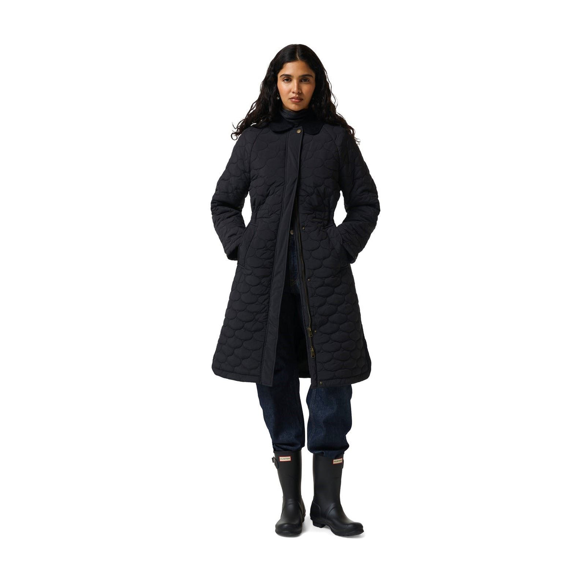 Hunter Somerset Quilted Overcoat Women's Black Quilted Overcoats