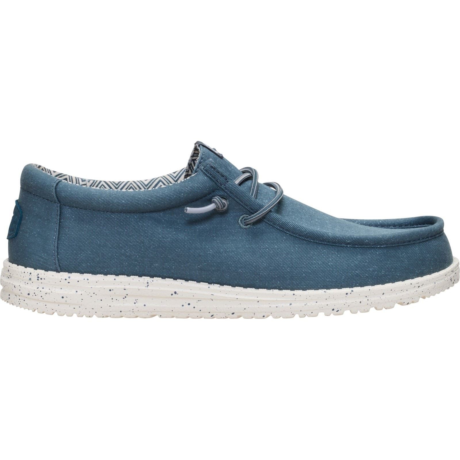HEYDUDE Wally Stretch Cotton Men's Dark Slate Moccasins Shoes
