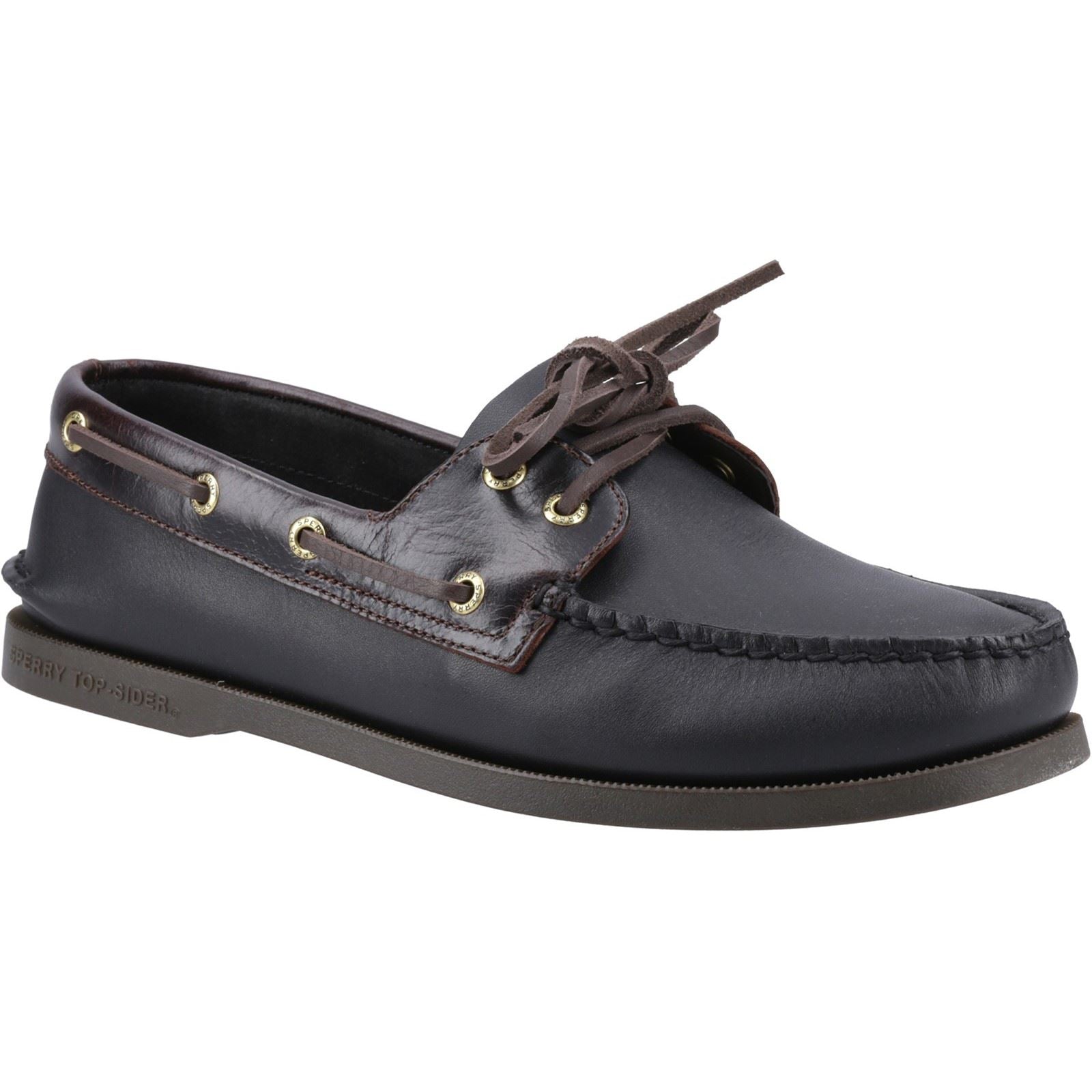 Sperry Authentic 2 Eye Leather Men's Amaretto/Black Boat Shoes