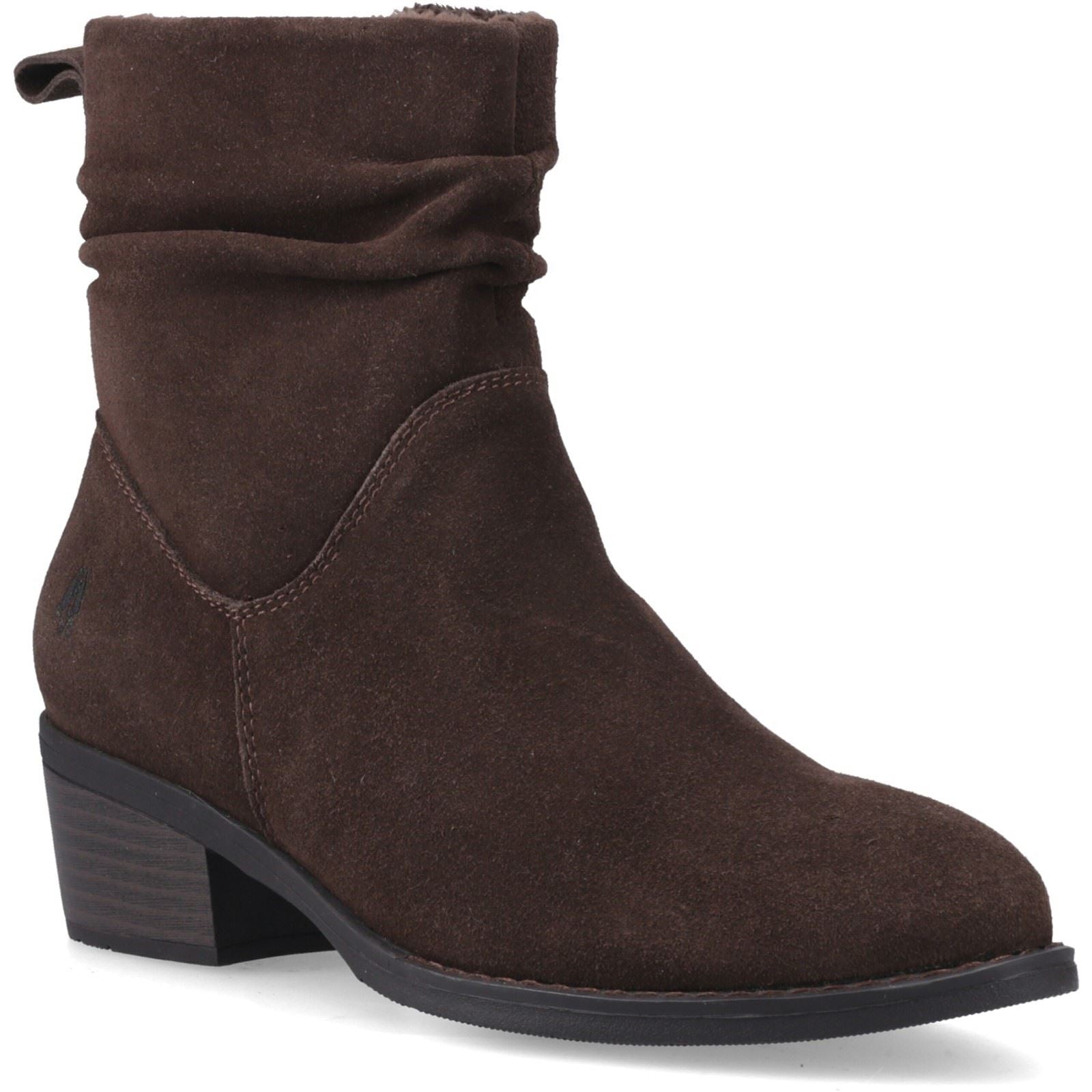 Hush Puppies Iris Suede Women's Chocolate Heeled Ankle Boots