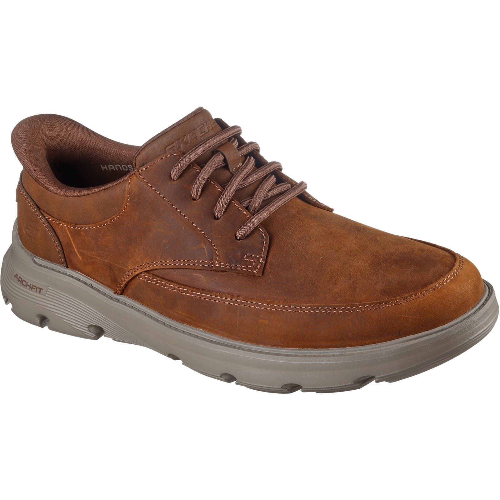 Skechers Arch Fit Garza Rowan Leather Men's Dark Brown Lace-Up Shoes